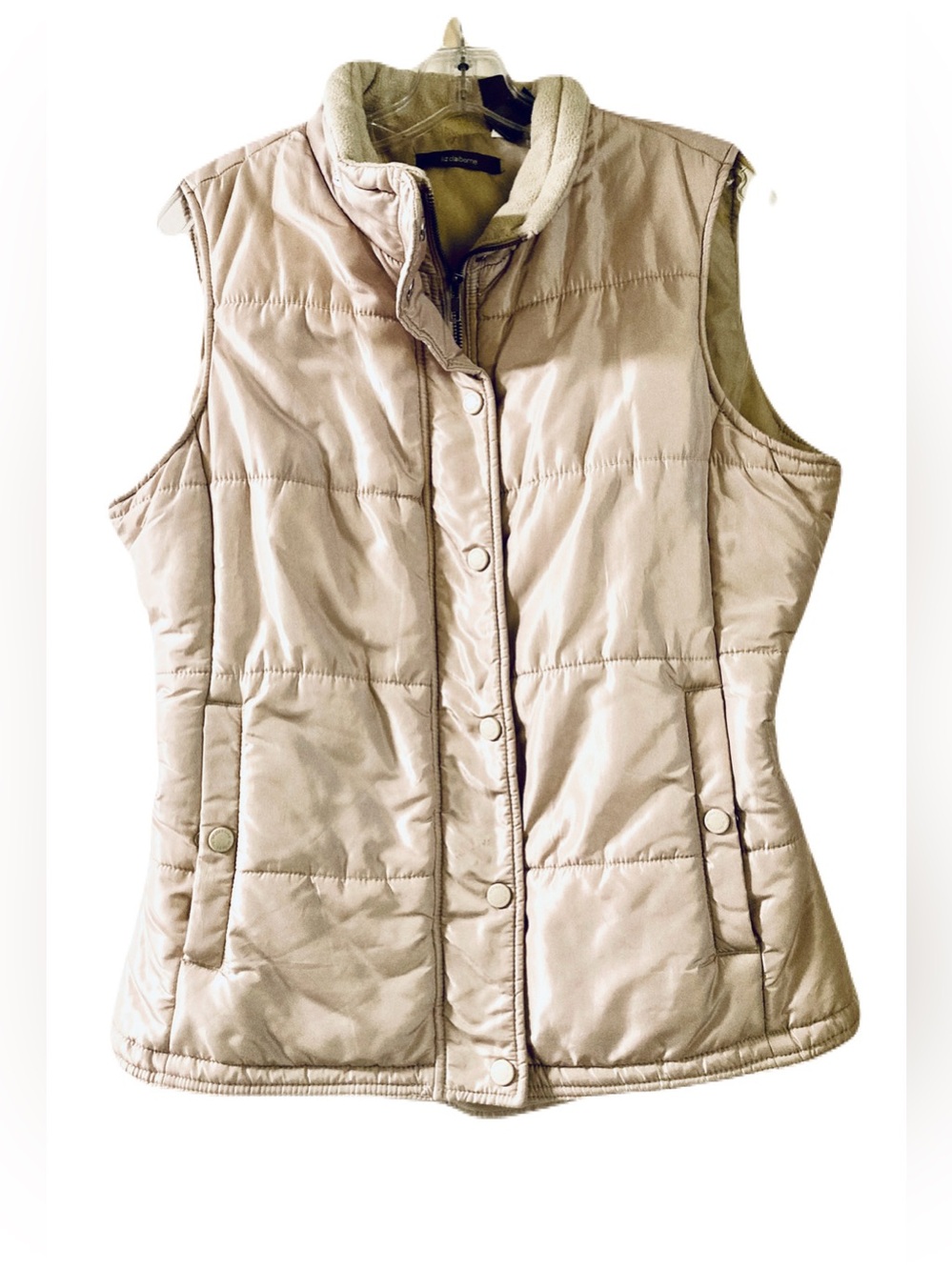 Liz Claiborne cream-colored quilted puffer vest - Picture 2 of 3
